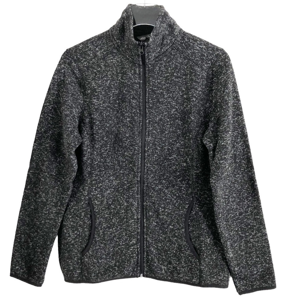 Eddie Bauer Womens Charcoal Heather Full Zip Mock Neck Jacket Small